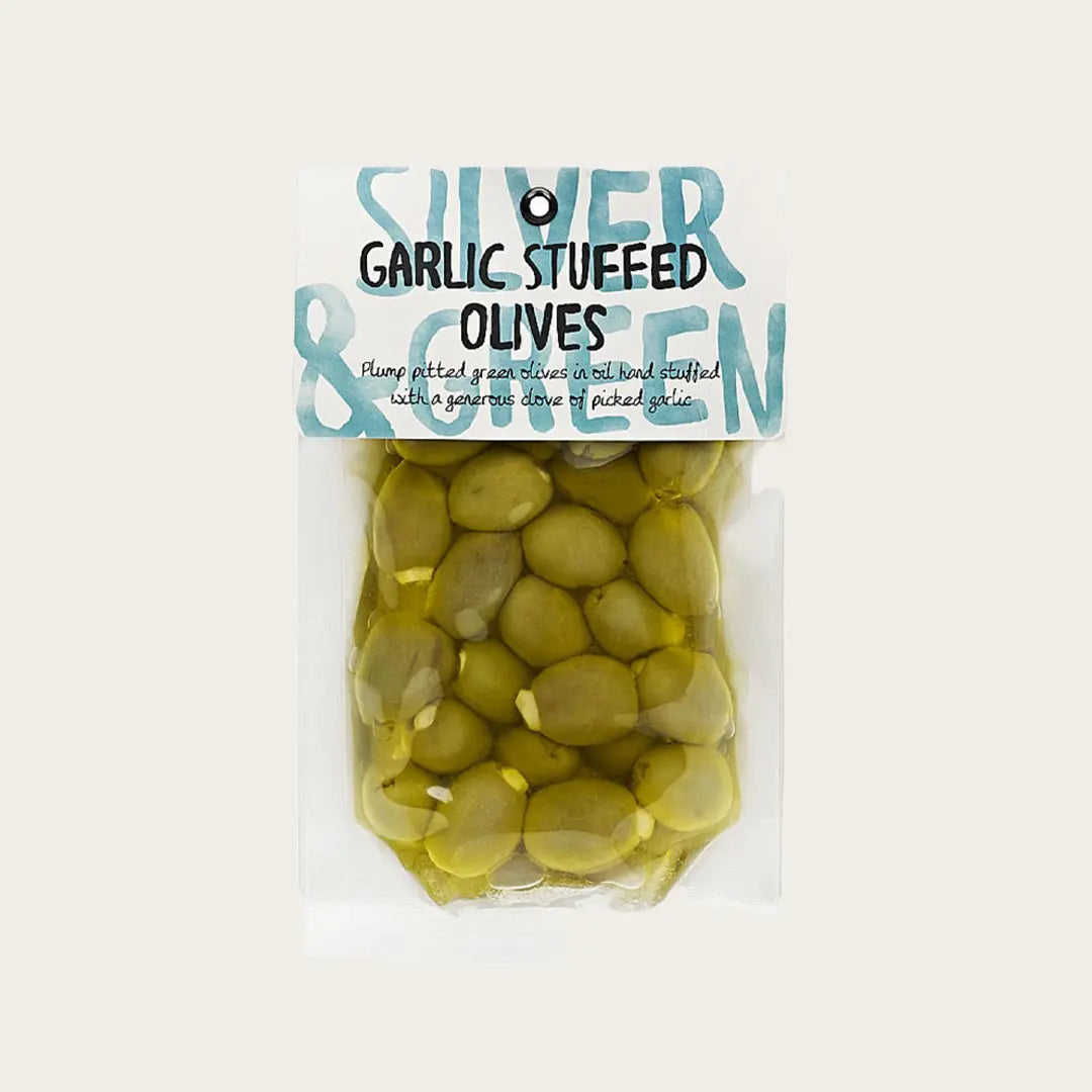 Garlic Stuffed Olives, Silver & Green 220 g