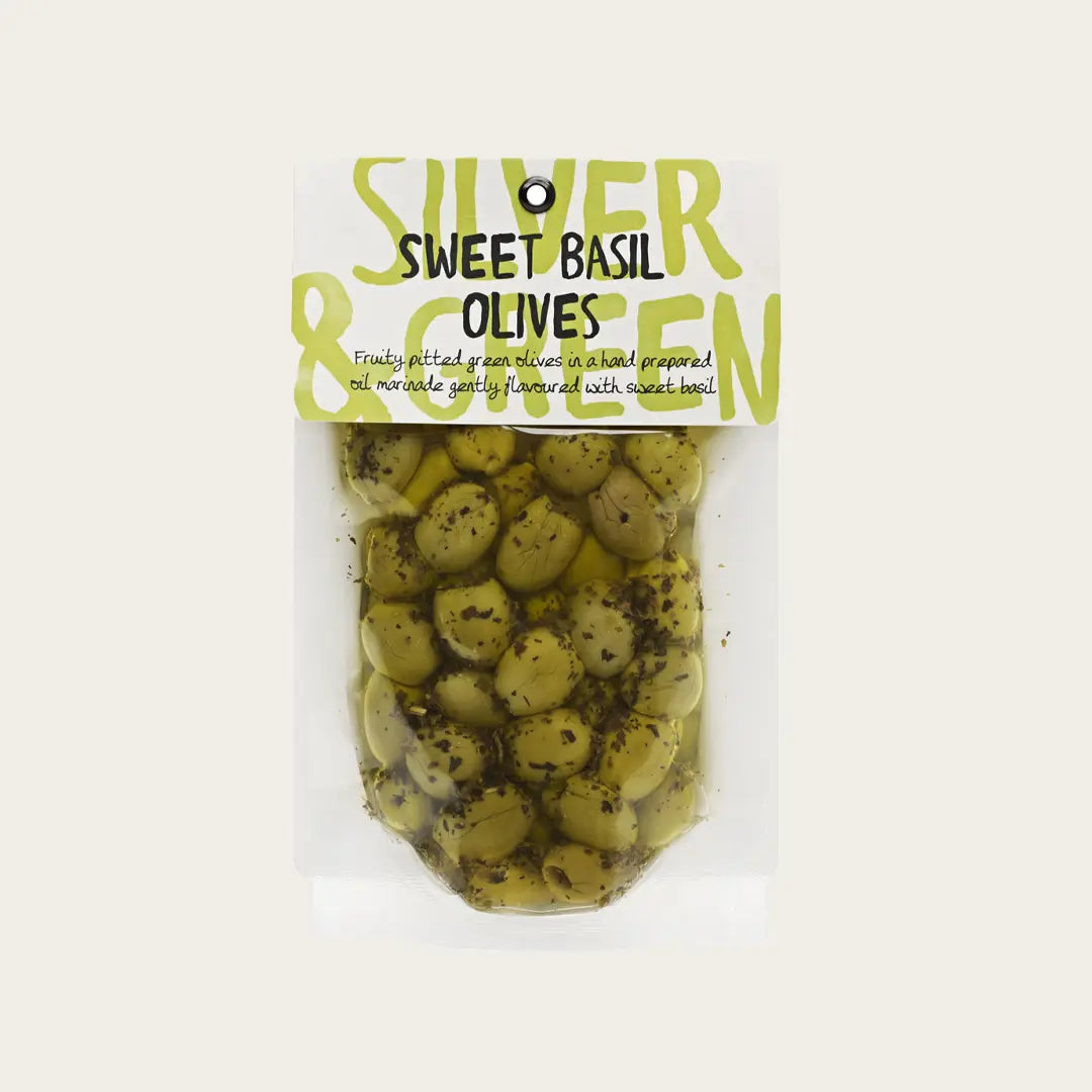 Sweet Basil Olives, Silver & Green, 220g